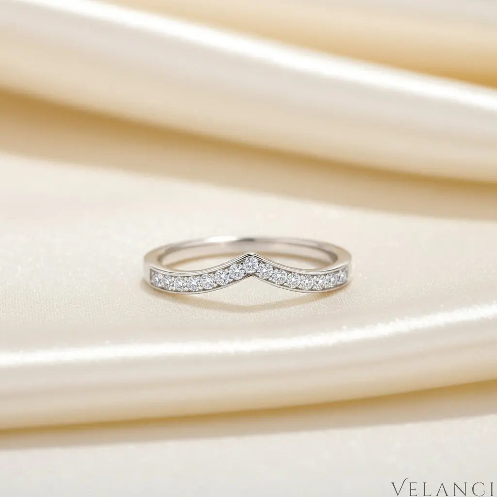 Moissanite Ring Francesca - Rhodium-Plated Finish Velanci