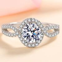 Sterling Silver Moissanite Geometric Ring Lia - Coastal Glow Women's Ring Velanci