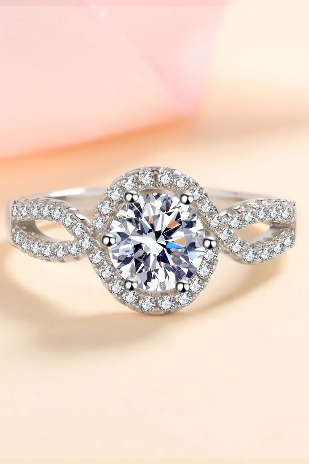 Sterling Silver Moissanite Geometric Ring Lia - Coastal Glow Women's Ring Velanci