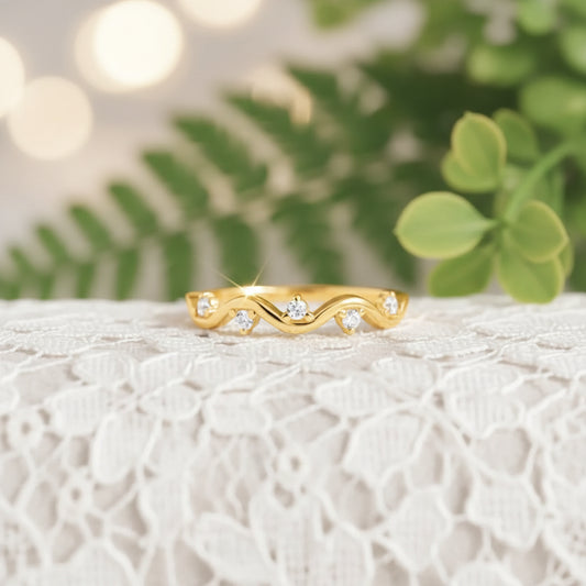 Zircon Wave Ring Giulia - 18K Rose Gold PlatedFinish
