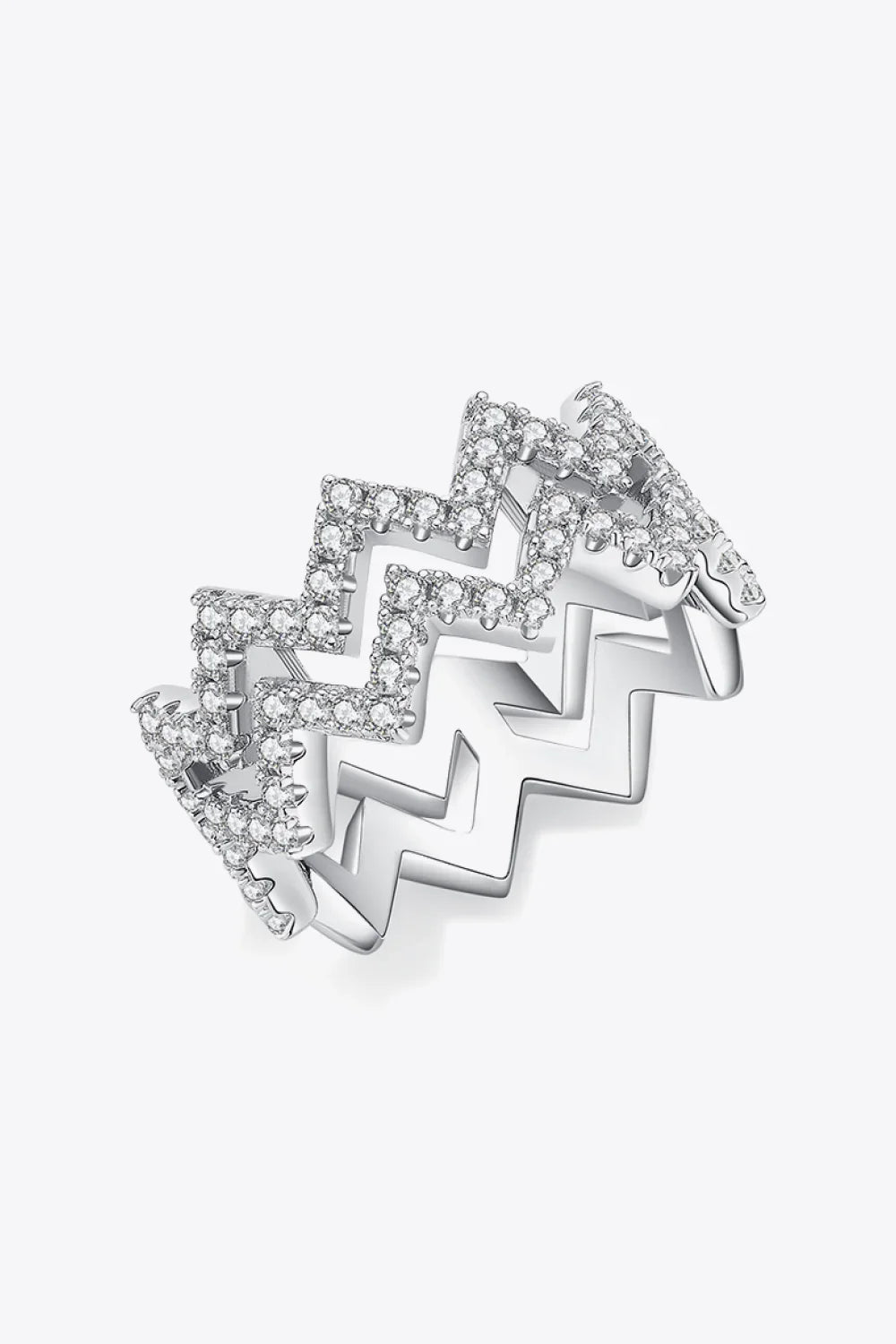 Moissanite Zigzag Stacking Rings Giulia - Everyday Sparkle Women's Ring Velanci