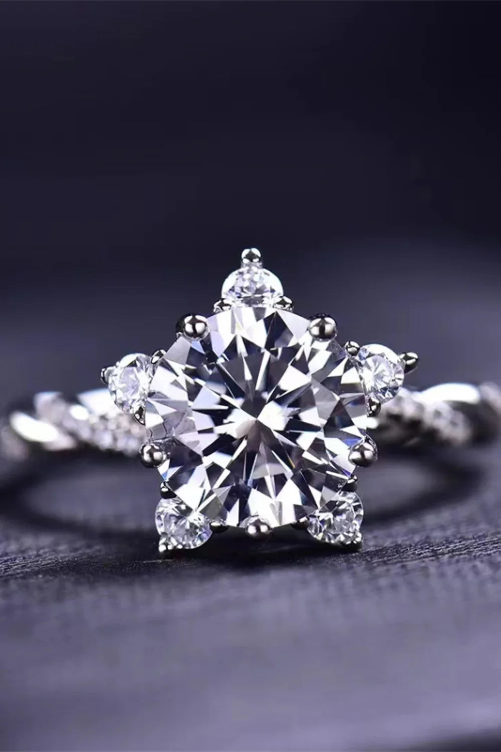 Twisted Sterling-Silver Moissanite Ring 3 Carat Lia - Shine Women's Ring Velanci