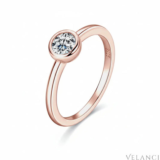 Moissanite Sterling Silver Ring Giulia - Everyday Sparkle Women's Ring Velanci