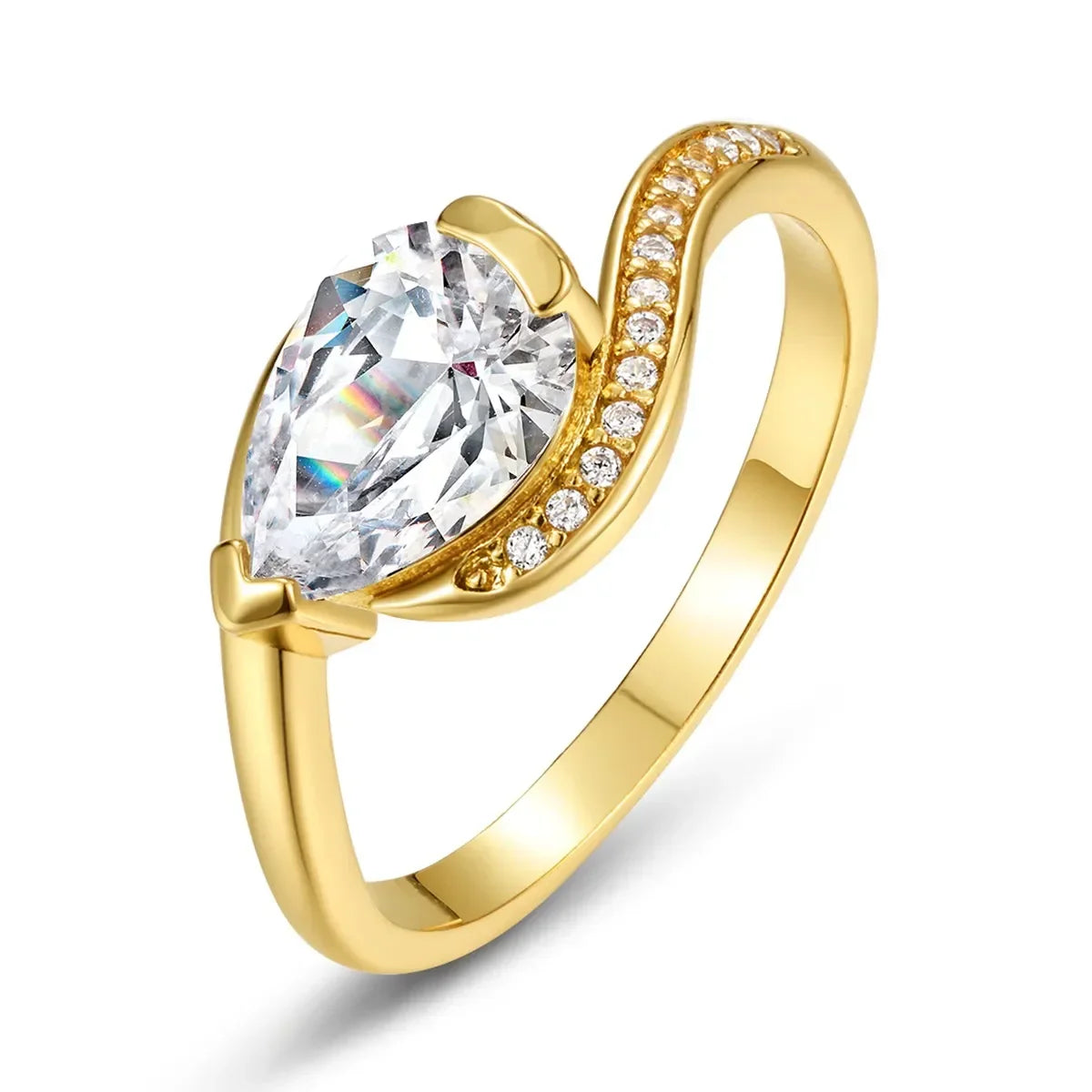 Ring Giulia - 1.5 Carat Moissanite, Curved Pavé Band Women's Ring Velanci
