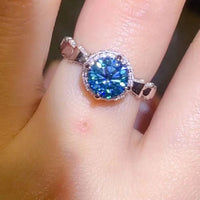Sterling Silver 1Ct Moissanite Ring Giulia - Halo Spark Women's Ring Velanci