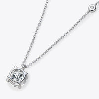 Moissanite Four-Prong Sterling Necklace - 2ct Solitaire, 18in Chain Velanci