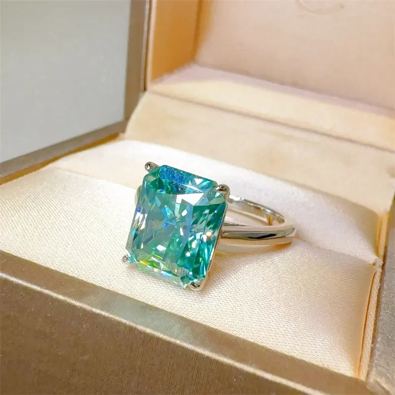 Rectangle Moissanite Ring Francesca - 2ct Sterling Silver Women's Ring Velanci