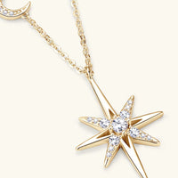 Moon Star Necklace - Platinum-Plated Moissanite Pendant Velanci