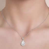 Moissanite Teardrop Necklace - Sterling Silver Shine Velanci