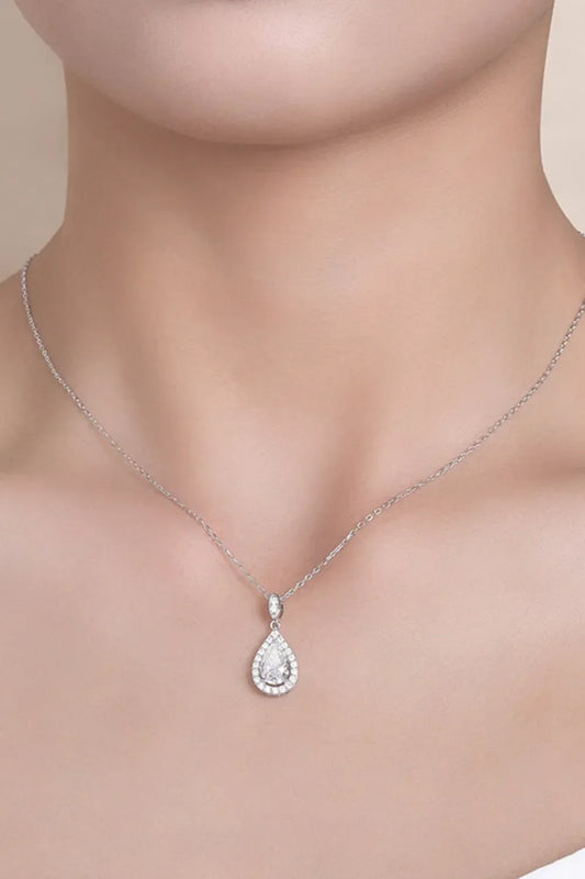 Moissanite Teardrop Necklace - Sterling Silver Shine Velanci