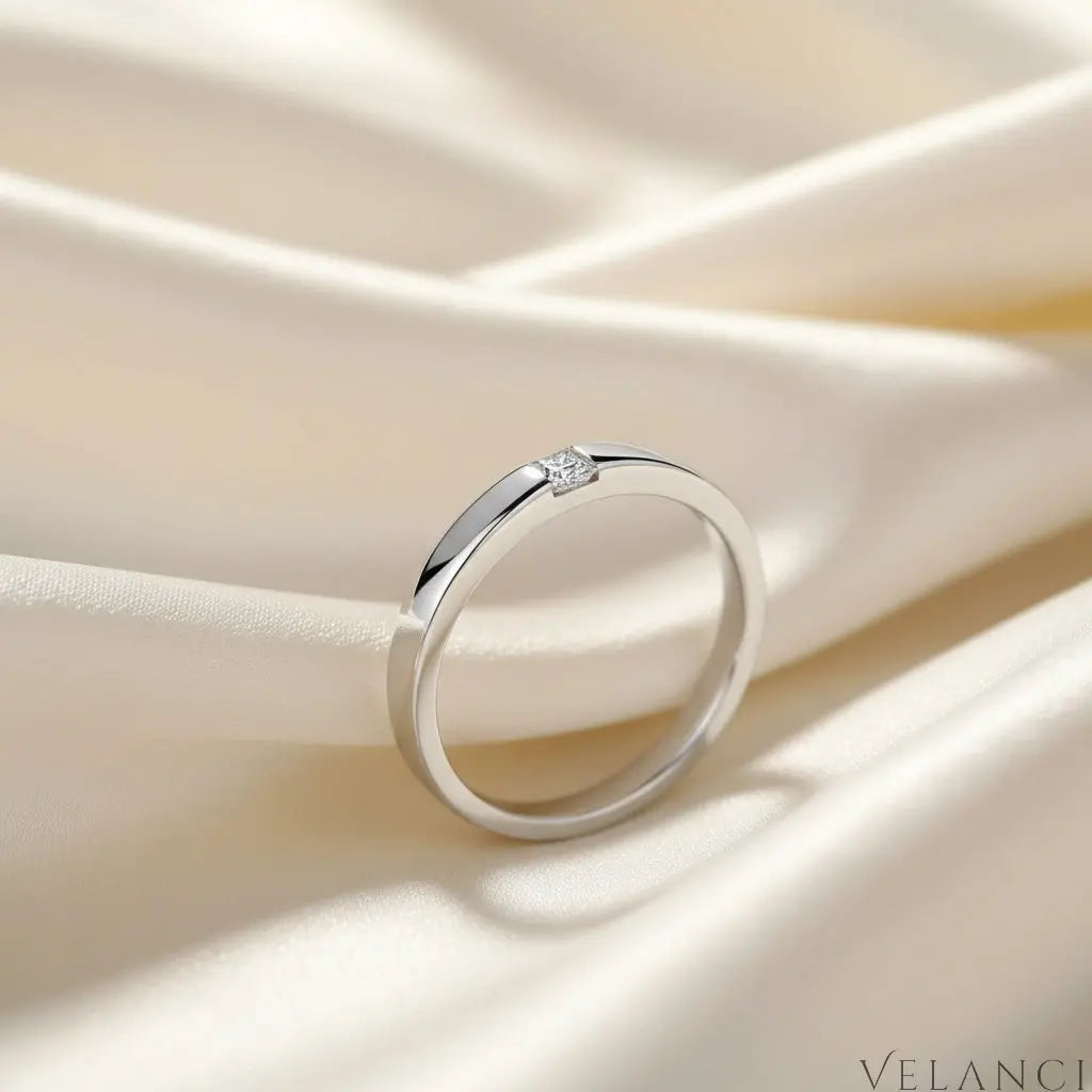 Inlaid Moissanite Ring Alessia - Coastal Rhodium Finish Velanci