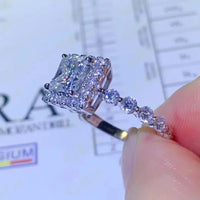 Ring Giulia - 1 Carat Moissanite Square Sterling Silver Women's Ring Velanci
