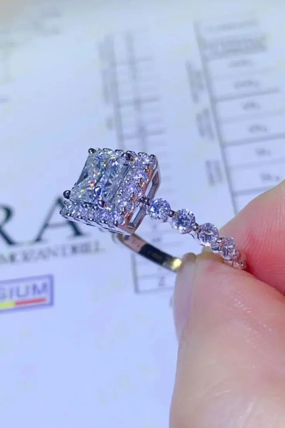 Ring Giulia - 1 Carat Moissanite Square Sterling Silver Women's Ring Velanci