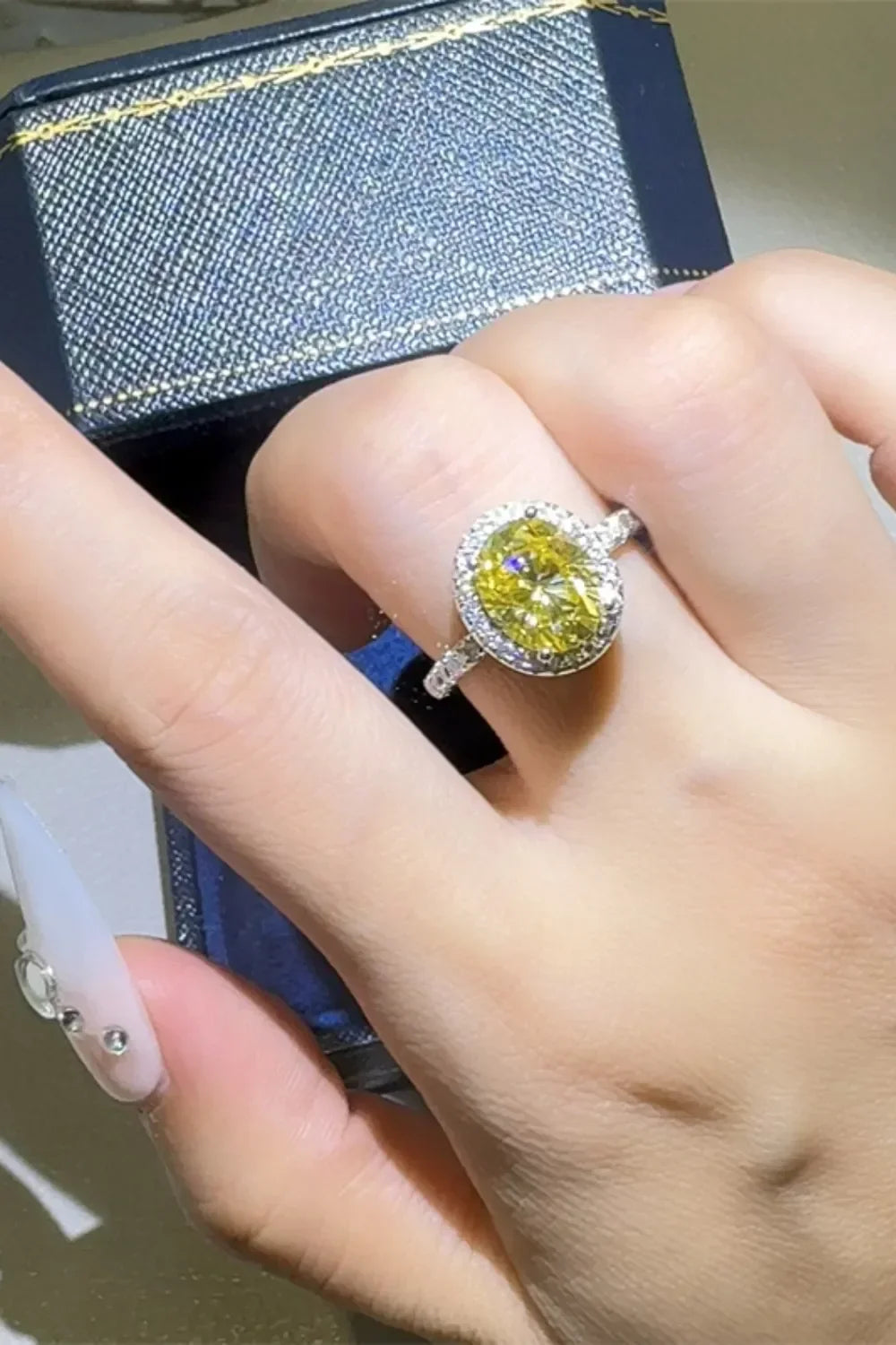 3 Carat Moissanite Sterling Silver Ring Alessia - Halo Shine Women's Ring Velanci