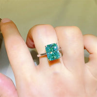 Rectangle Moissanite Ring Francesca - 2ct Sterling Silver Women's Ring Velanci