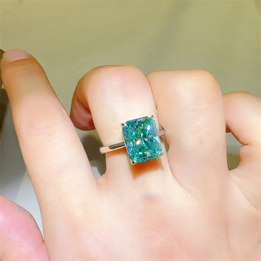 Rectangle Moissanite Ring Francesca - 2ct Sterling Silver Women's Ring Velanci