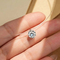 1 Carat Round Cut Moissanite Necklace - Sterling Silver Velanci