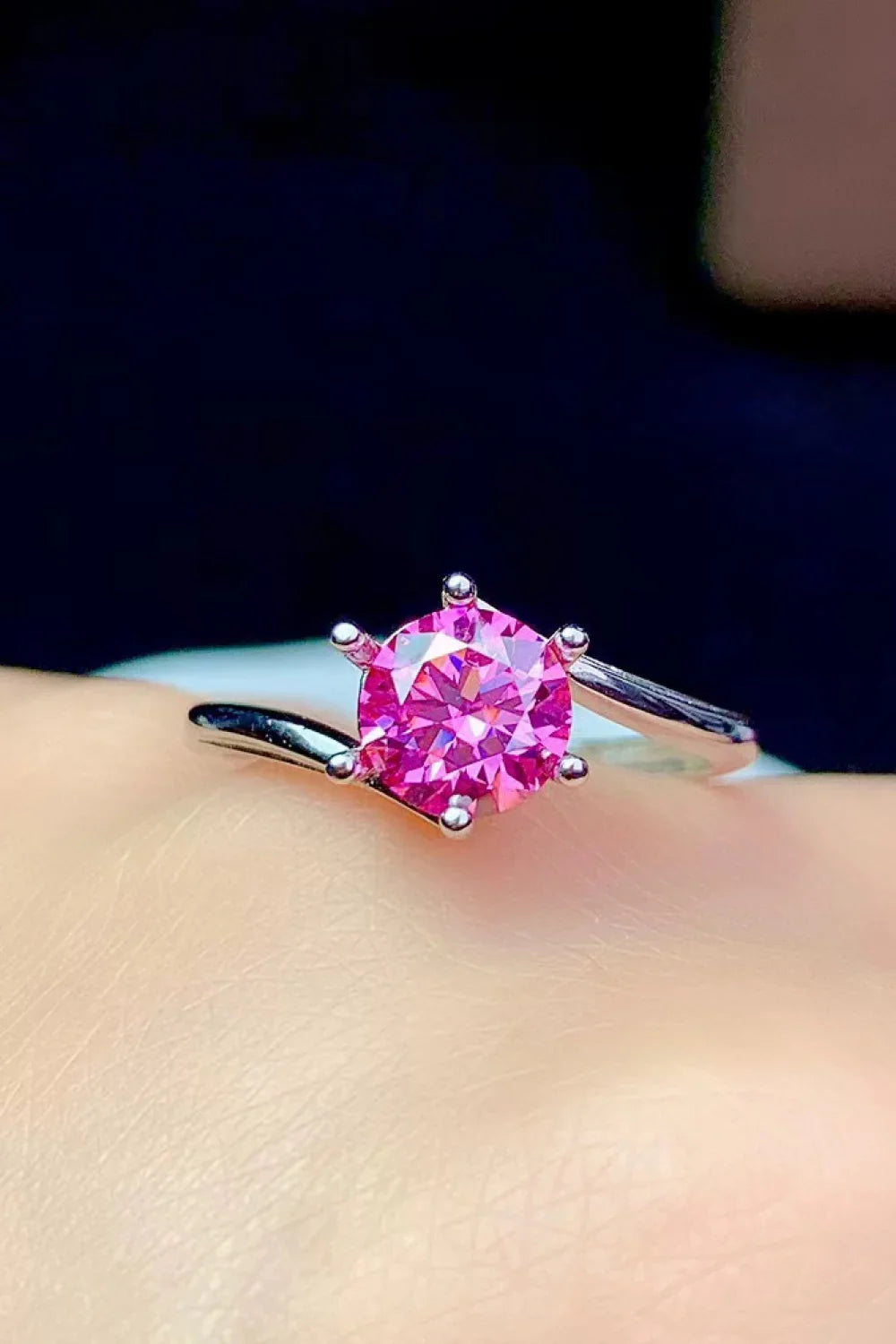 Moissanite Ring Giulia - 1ct Sterling Silver Band Polished Women's Ring Velanci