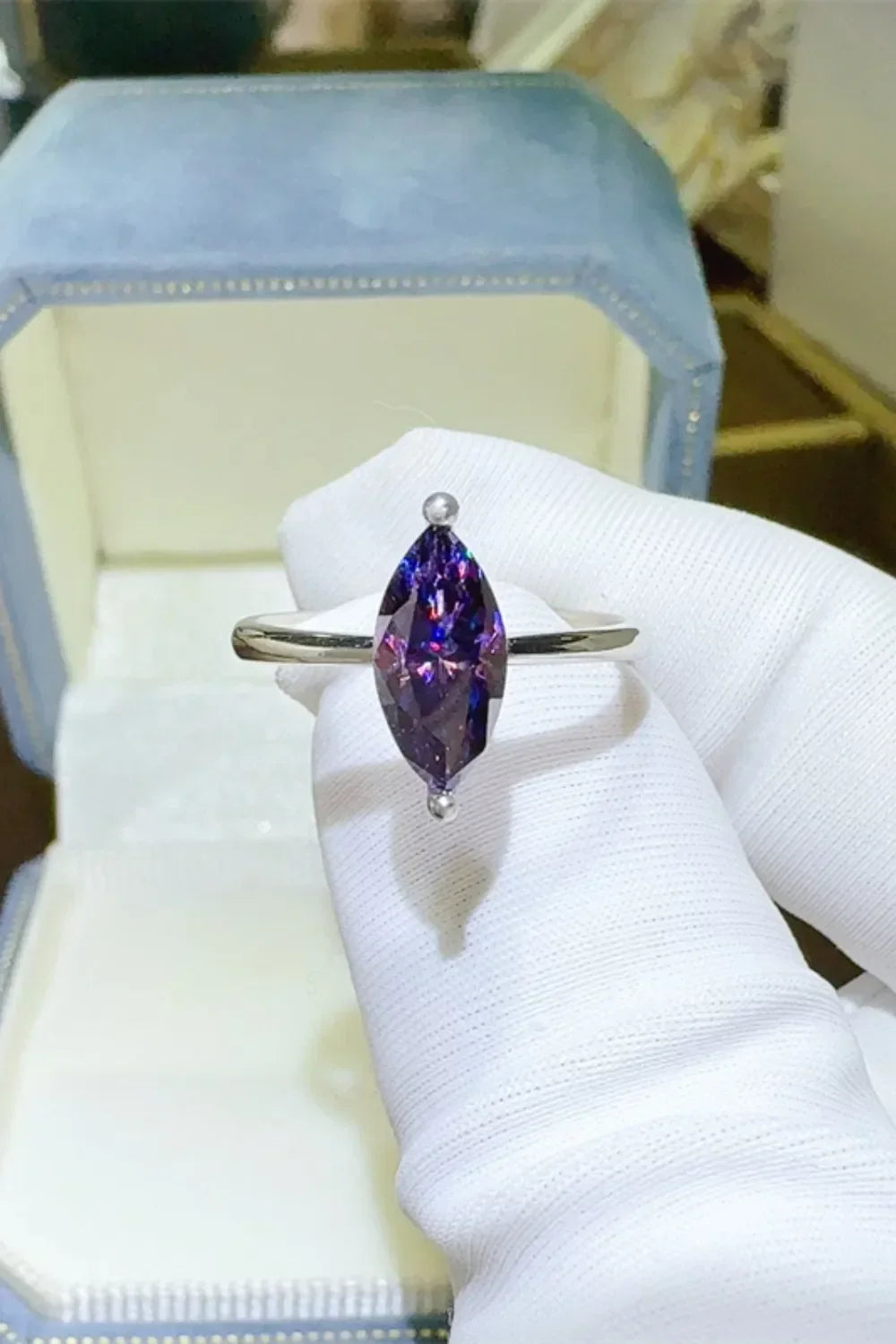 Ring Isabella - 2-Carat Moissanite, Platinum-Plated Silver Women's Ring Velanci