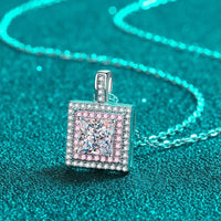 1 Carat Moissanite Square Pendant Necklace - Elegant Sparkle Velanci
