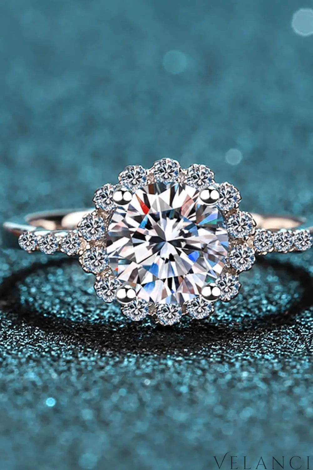 1 Carat Moissanite Halo Ring Valentina - Coastal Sparkle Women's Ring Velanci