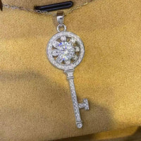 Key Pendant Necklace - 1 Carat Moissanite Platinum-Plated Velanci