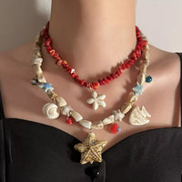 Shell Necklace - Gold-Plated Boho Beach Charm Adjustable Velanci