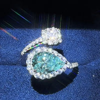 Sterling 2 Carat Moissanite Ring Elena - Bypass Halo Women's Ring Velanci