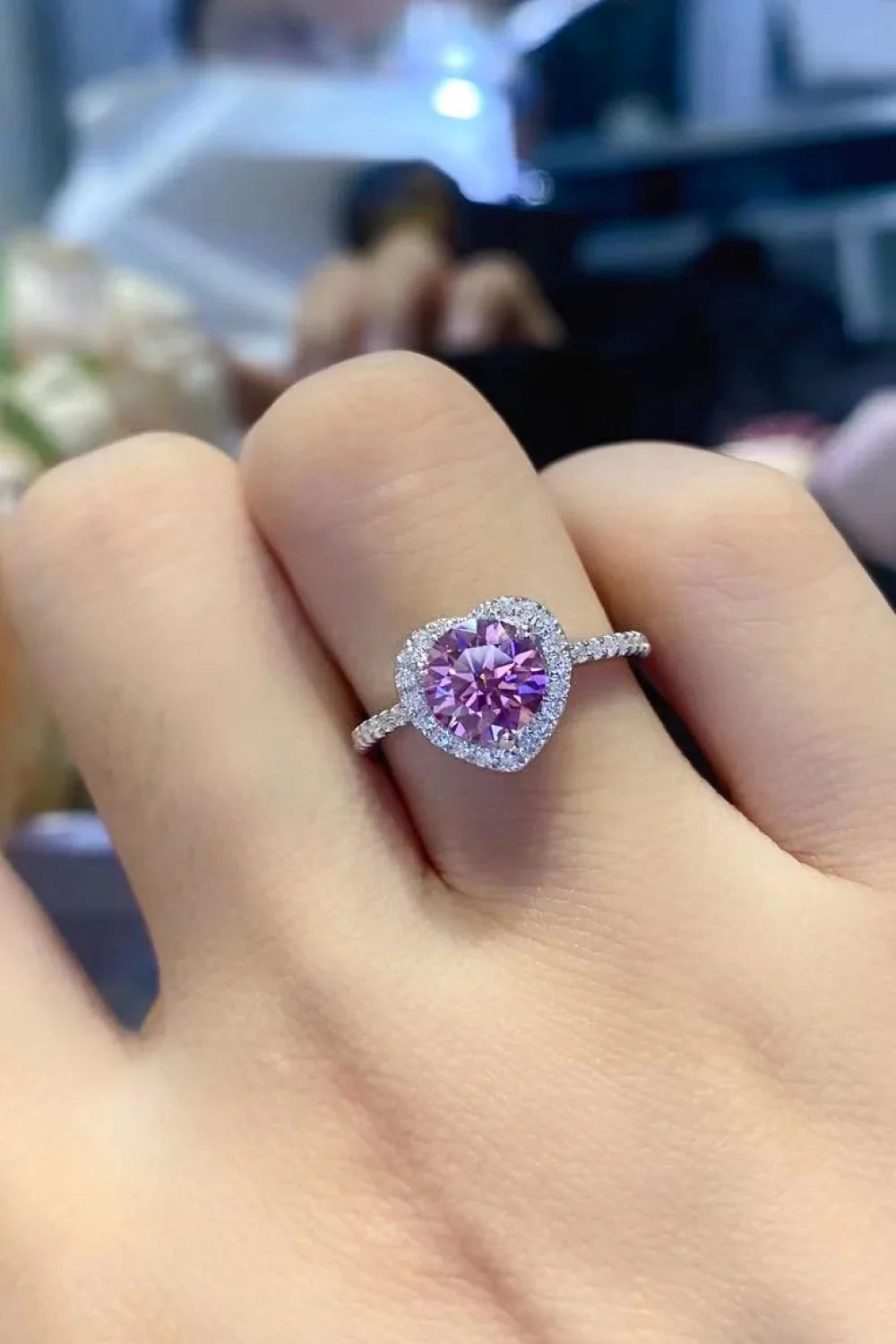 1 Carat Moissanite Heart Ring Giulia - SterlingSilver Shine Women's Ring Velanci