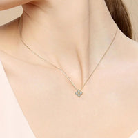 Moissanite Four Leaf Clover Necklace - Slim Sterling Silver Velanci