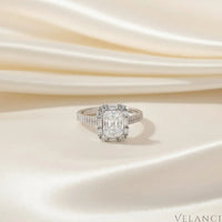 Sterling Silver Inlaid Zircon Square Ring Bianca - Sparkling Velanci