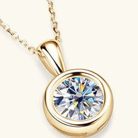 Moissanite Necklace - 2 Carat Bezel Sterling Silver Chain Velanci