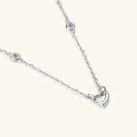 Moissanite Heart Necklace - Rose Gold Plated Silver Velanci