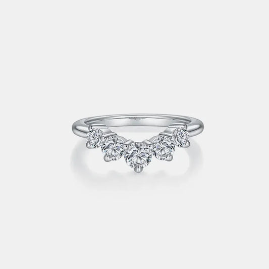 Inlaid Moissanite Ring Ariella - 0.9ct Coastal Sparkle Arc Women's Ring Velanci