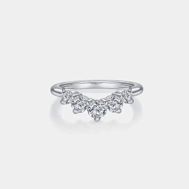 Inlaid Moissanite Ring Ariella - 0.9ct Coastal Sparkle Arc Women's Ring Velanci