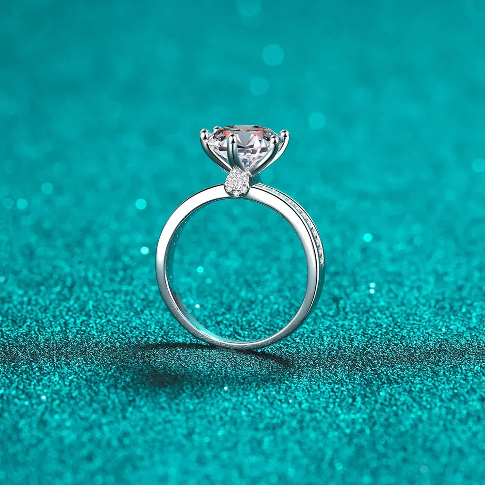 Ring Francesca - 3 Carat Round Moissanite Sterling Silver Women's Ring Velanci