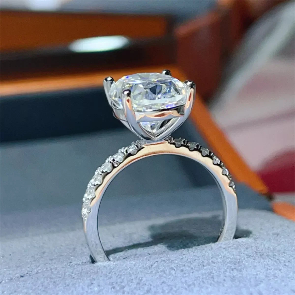 Ring Alessia - 8 Carat Moissanite, Pt-Plated Silver Women's Ring Velanci