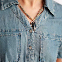 Copper-Accent Stone Bead Pendant Necklace - Coastal Charm Velanci