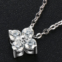 Moissanite Four Leaf Clover Necklace - Slim Sterling Silver Velanci
