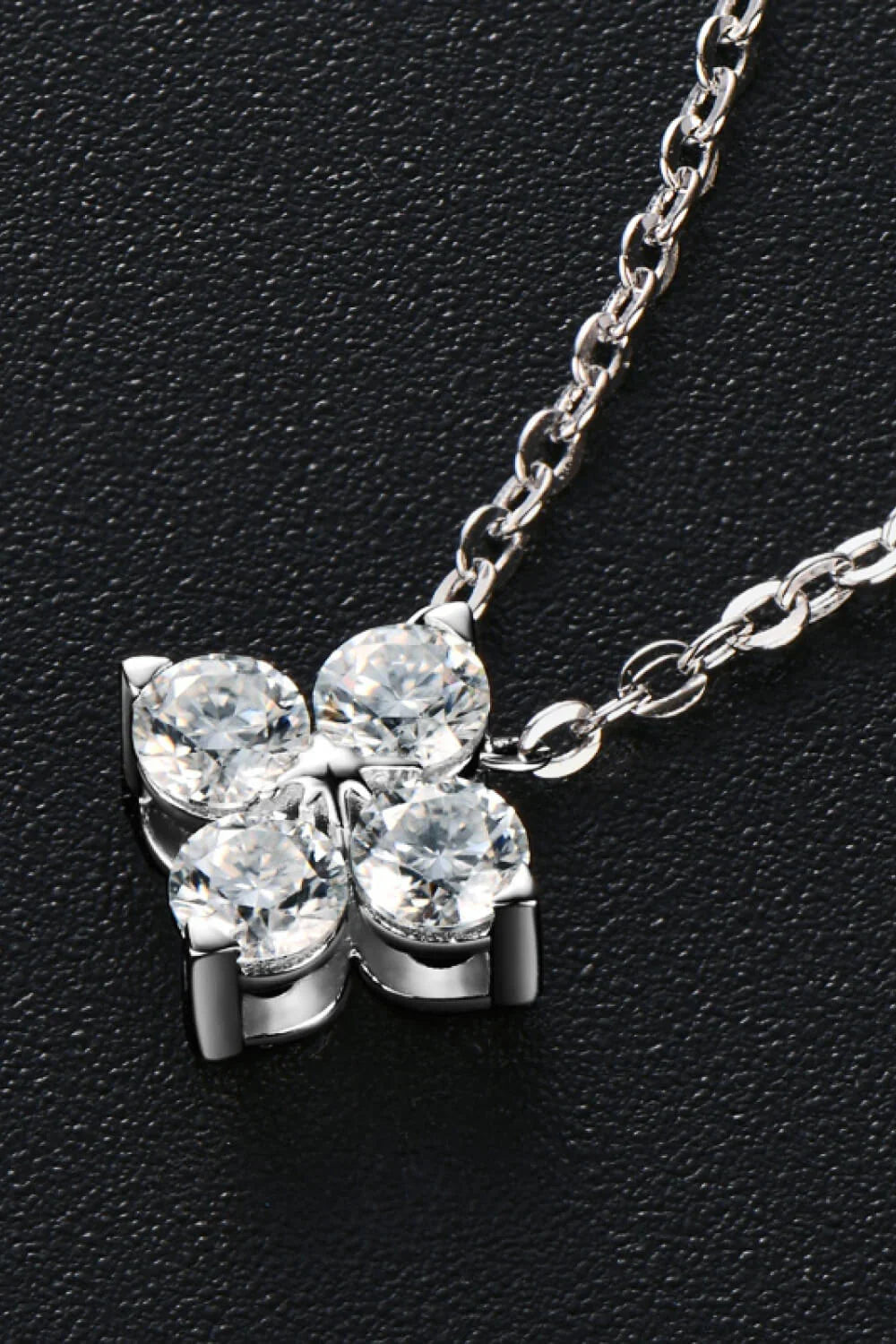 Moissanite Four Leaf Clover Necklace - Slim Sterling Silver Velanci