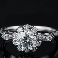 1 Carat Moissanite Platinum-Plated Ring Elena - Subtle Shine Women's Ring Velanci