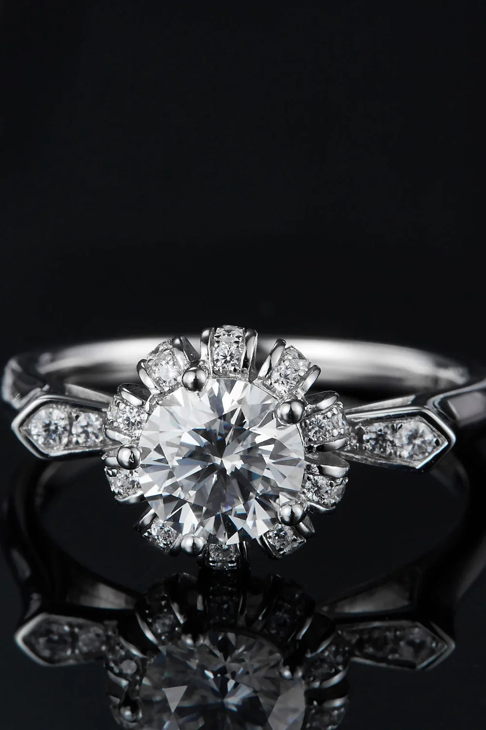 1 Carat Moissanite Platinum-Plated Ring Elena - Subtle Shine Women's Ring Velanci
