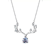Moissanite Deer Antler Necklace - Sterling Silver Shine Velanci