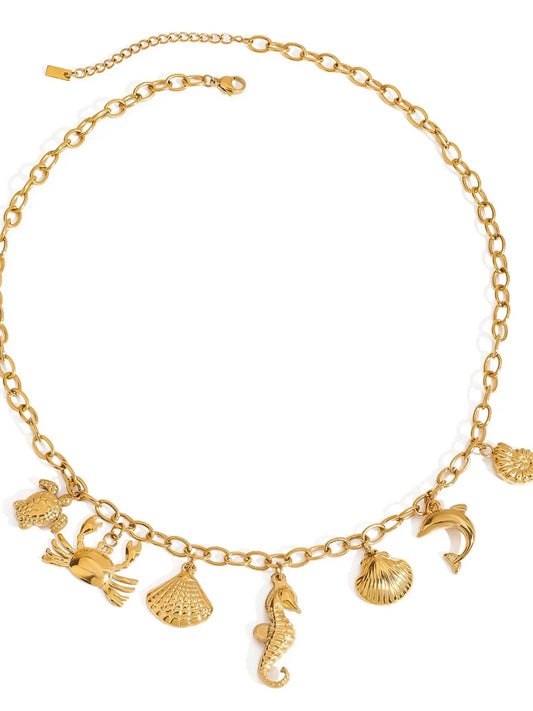 Ocean Theme Necklace - 18K Gold-Plated Coastal Motif Velanci
