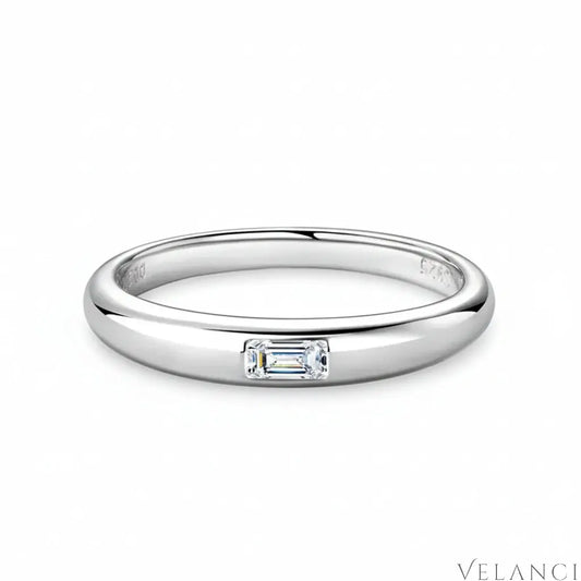 Sterling Silver Moissanite Ring Alessia - Sparkle Minimalist Women's Ring Velanci