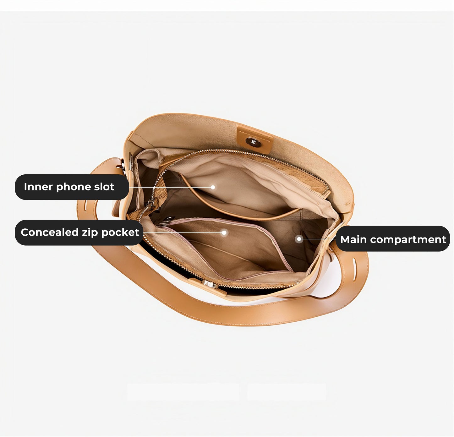 Oversized Genuine Leather Bucket Bag for Women