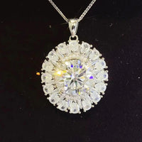 5 Carat Moissanite Platinum-Plated Sterling Silver Necklace Velanci