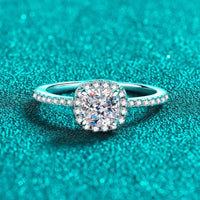 Minimalist Ring Giovanna - 1 Carat Moissanite Halo Silver Women's Ring Velanci