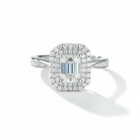 Moissanite Ring Giulia - 1ct Emerald Cut, D Color, Silver Women's Ring Velanci