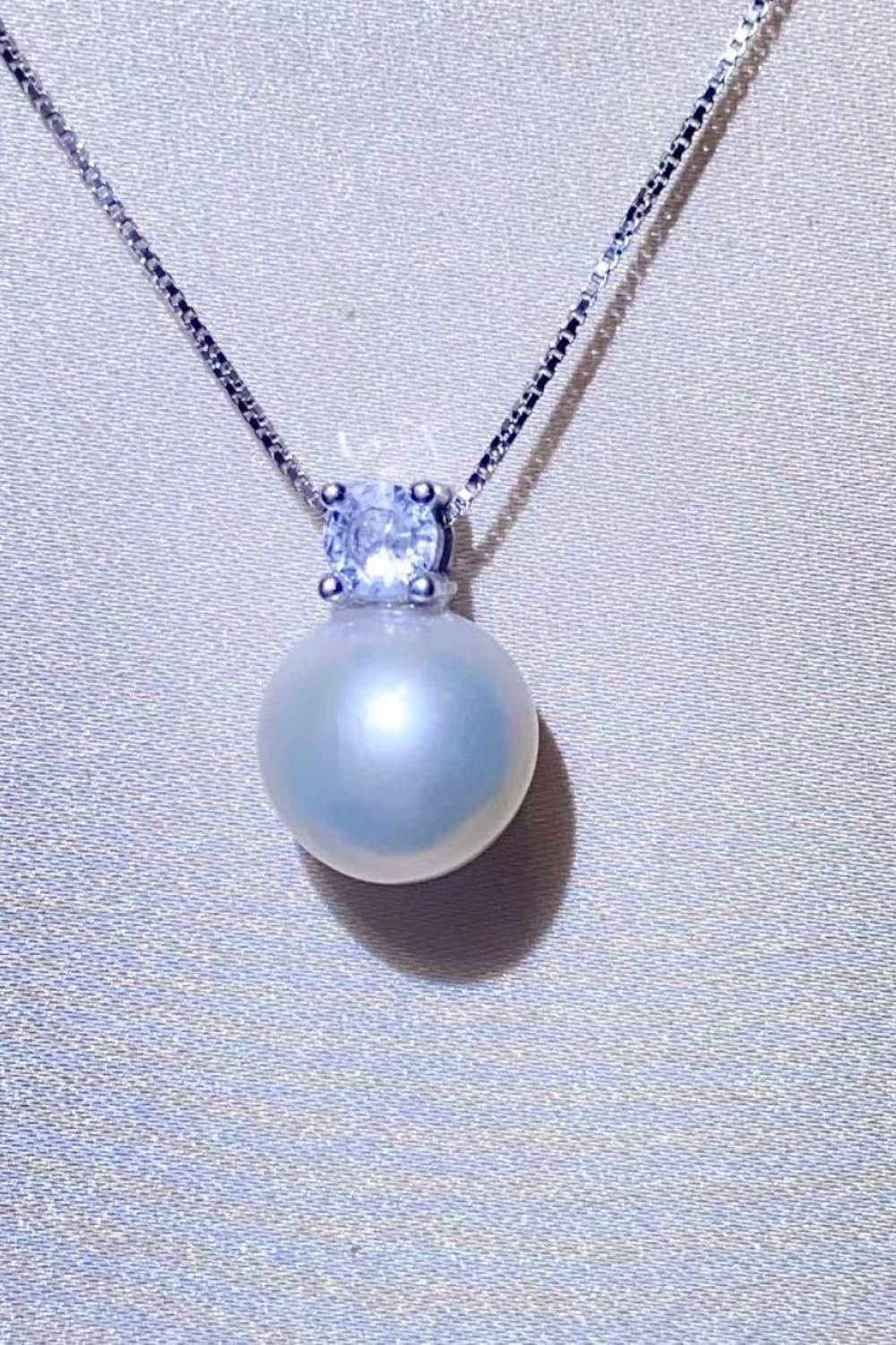Freshwater Pearl Necklace - Sterling Silver Pendant, Coastal Velanci